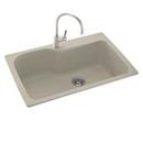 Swan Corporation Pebble 33 x 22 in. 1 Hole Single Bowl Self-Rimming or Drop-In Swanstone Solid Surface Kitchen Sink with Right Drain 