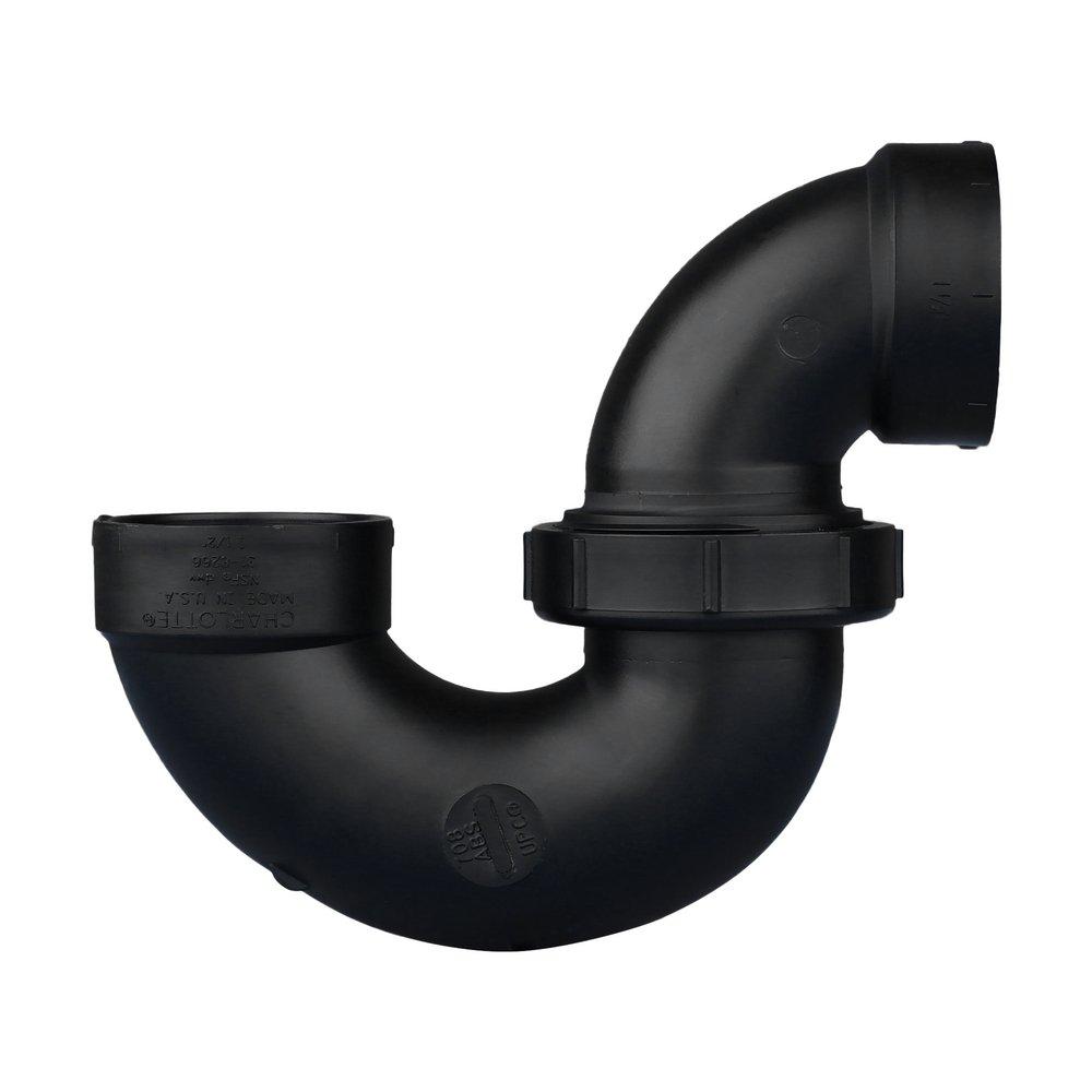 Black ABS DWV Union P-Trap With Plastic Nut 