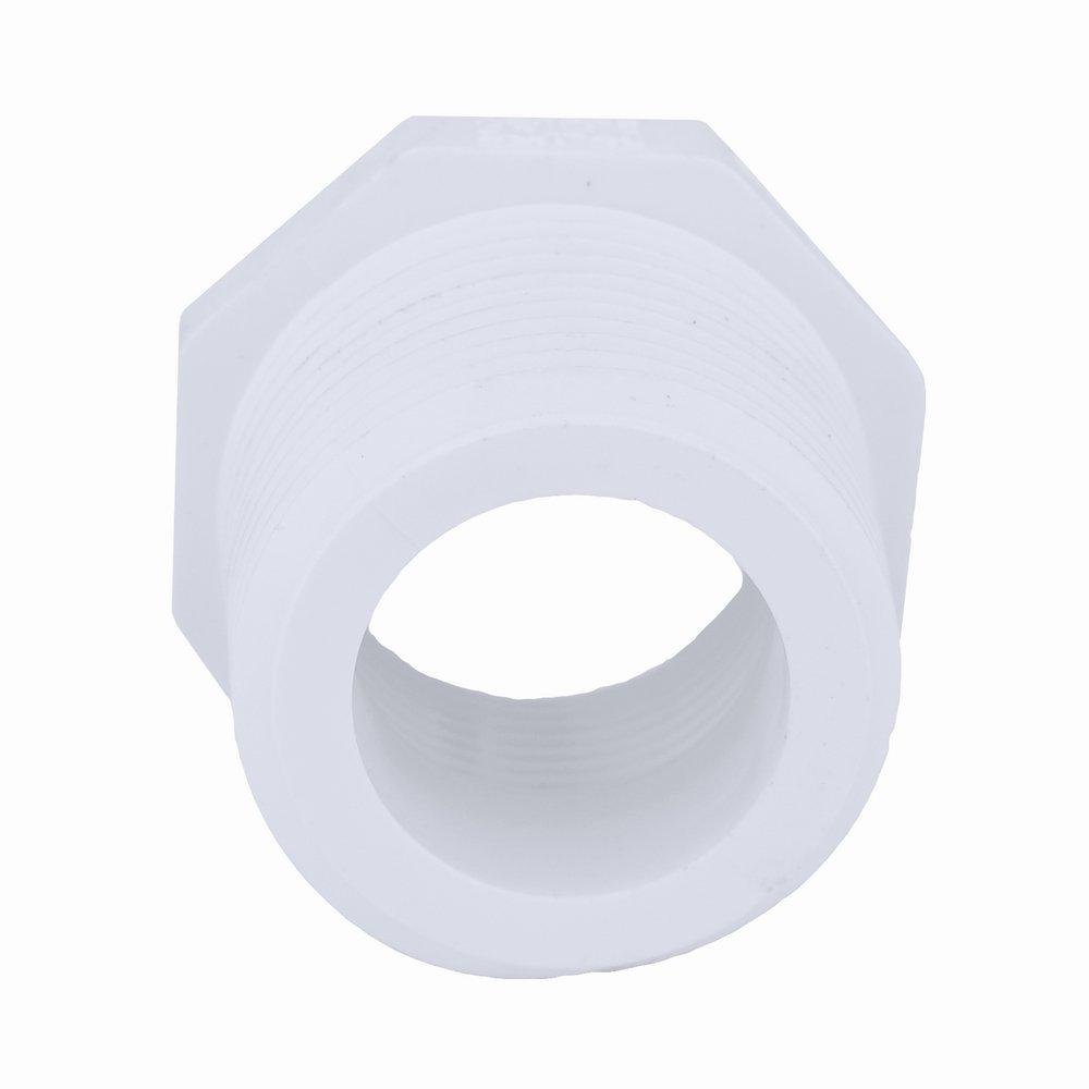 White PVC Schedule 40 Male x Female Threaded Bushing 