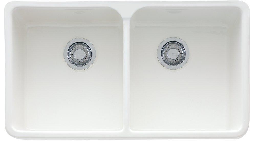 Franke White 31-1/4 x 19-7/8 in. 1 Hole Fireclay Double Bowl Farmhouse Kitchen Sink 
