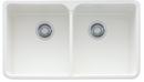 31-1/4 x 19-7/8 in. 1 Hole Fireclay Double Bowl Farmhouse Kitchen Sink in White