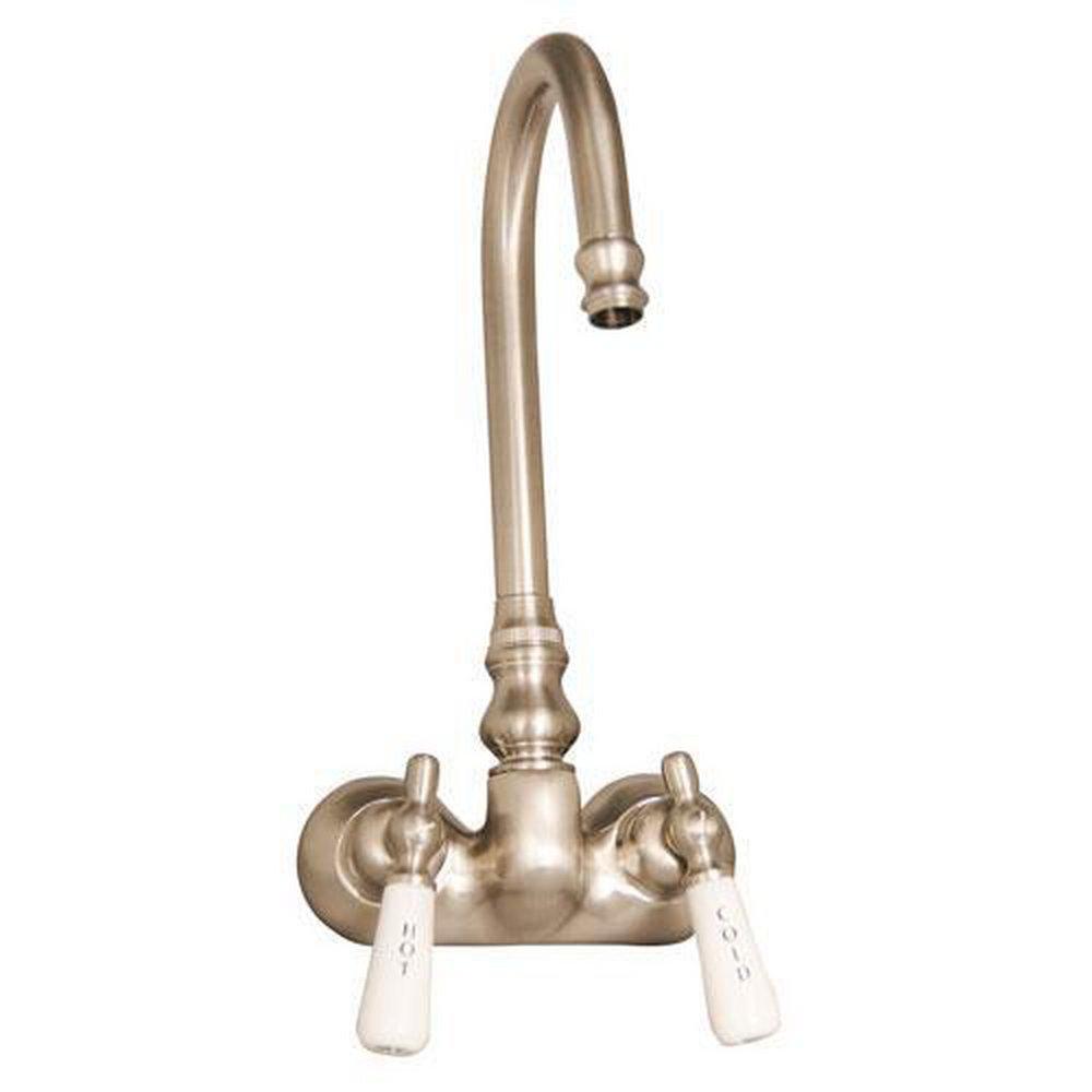 Barclay Products Limited Brushed Nickel Double Lever Handle Tub Filler Faucet with Goose neck 