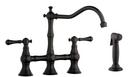 Double Lever Handle Kitchen Faucet with Sidespray in Antique Bronze