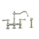 Double Lever Handle Kitchen Faucet with Sidespray in Starlight Brushed Nickel