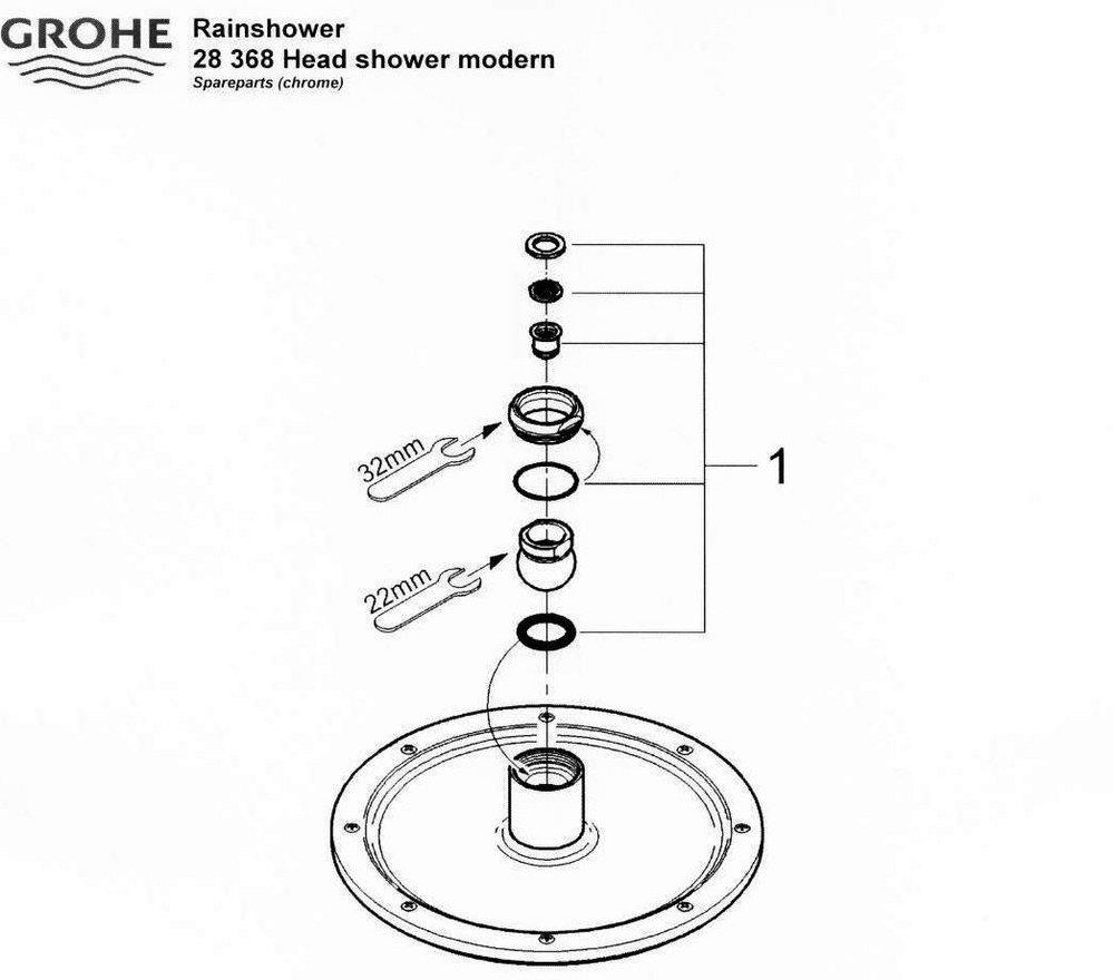 GROHE StarLight Chrome Nut, Washer and Gasket 
