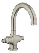 1-Hole Kitchen Mixer Faucet with Double Lever Handle in Starlight Brushed Nickel