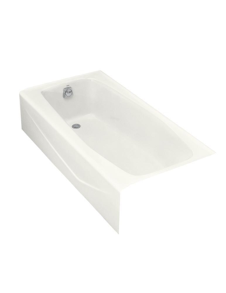 KOHLER White 60 x 30-1/4 in. Soaker Alcove Bathtub Left Drain 