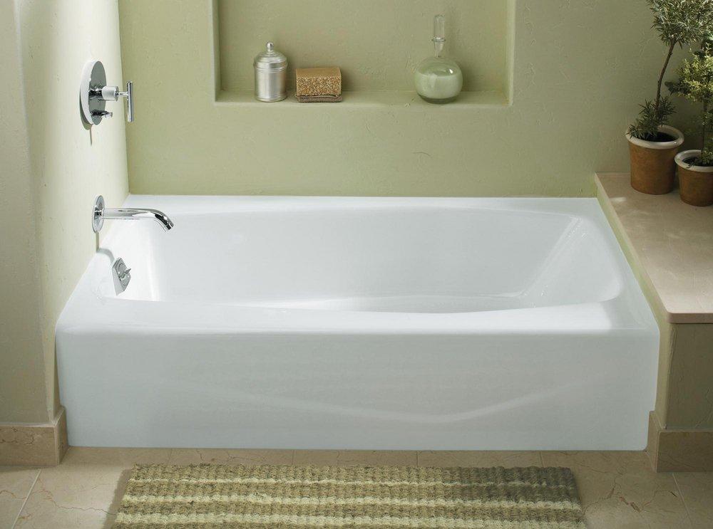 KOHLER White 60 x 30-1/4 in. Soaker Alcove Bathtub Left Drain 
