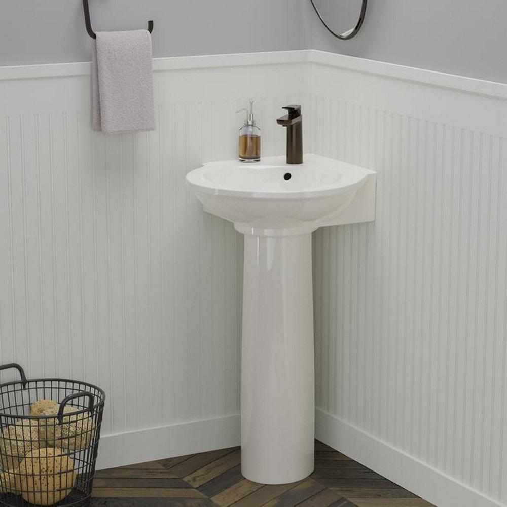 Barclay Products Limited White 1-Hole Pedestal Lavatory Sink 