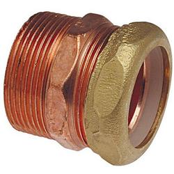 1-1/2 x 1-1/4 in. Copper DWV Male Trap Adapter w/ Brass Nut