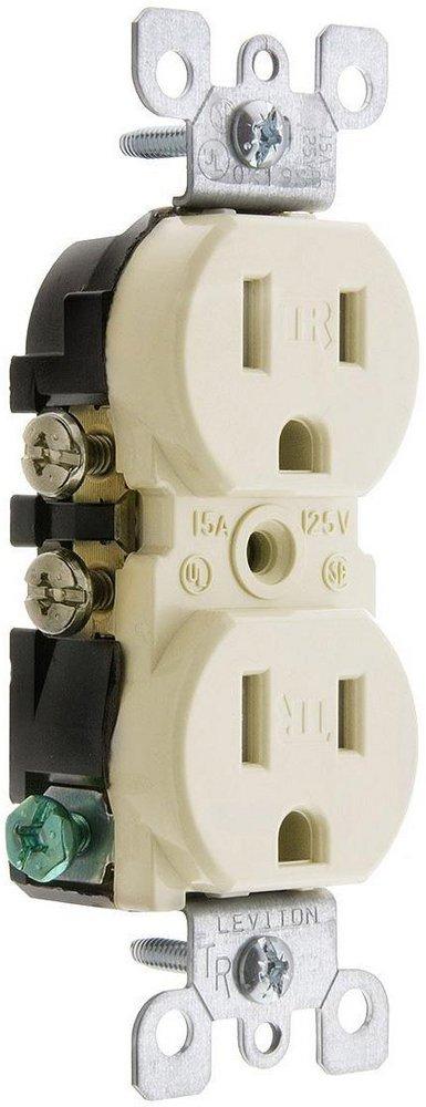LEVITON Light Almond 15A Resistant Duplex Receptacle 