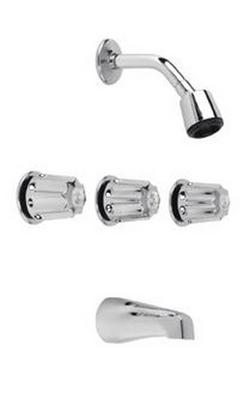 Three Handle Single Function Bathtub & Shower Faucet in Polished Chrome (Trim Only)