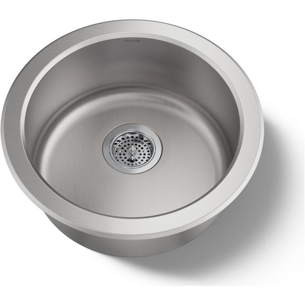 KOHLER Stainless Steel 18-3/8 x 18-3/8 in. No Hole Single Bowl Dual Mount Kitchen Sink 