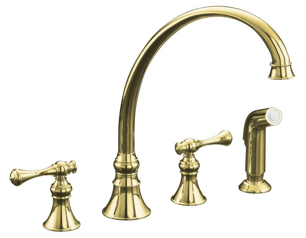 KOHLER Vibrant&reg; Polished Brass Two Handle Kitchen Faucet 