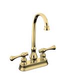 Two Lever Handle Bar Faucet in Vibrant Polished Brass