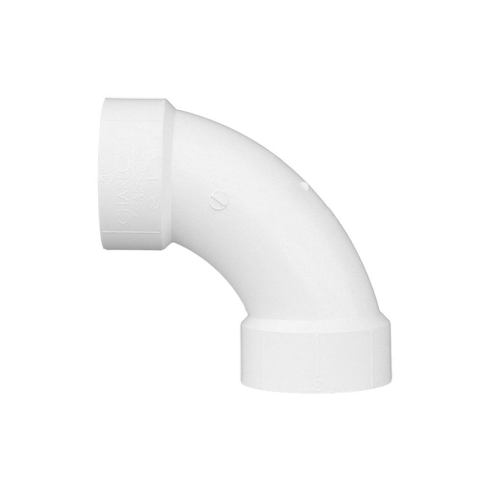 White PVC DWV 90° Long Turn Elbow 