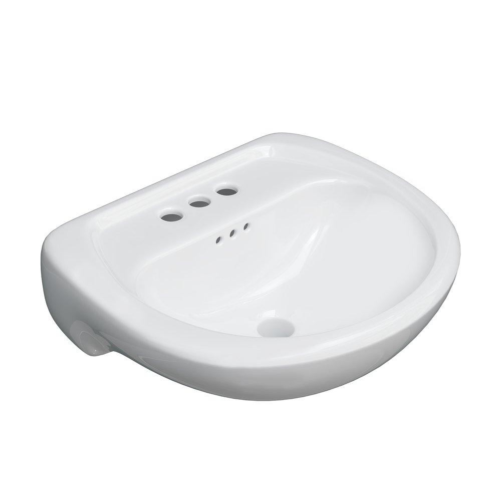 Miseno White 20 x 18 in. Pedestal Bathroom Sink with 4 in. Centerset Faucet Holes (Mounting Brackets Included) 