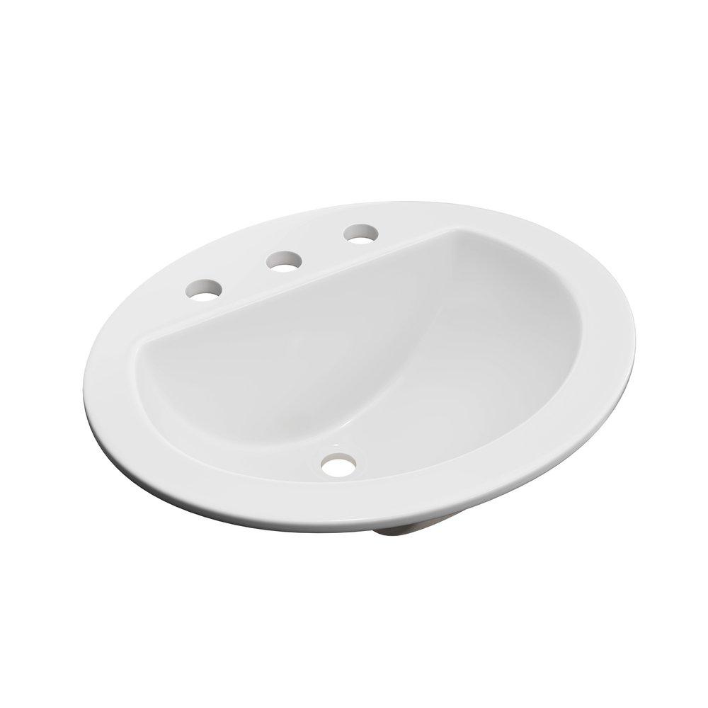 PROFLO&reg; White 19 x 16 in. Drop-in Bathroom Sink with 4 in. Centerset Faucet Holes 