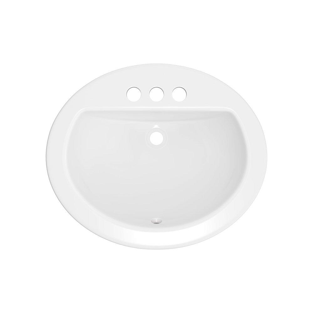 PROFLO&reg; White 19 x 16 in. Drop-in Bathroom Sink with 4 in. Centerset Faucet Holes 