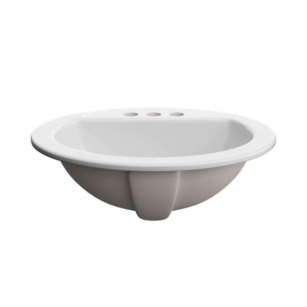 PROFLO&reg; White 19 x 16 in. Drop-in Bathroom Sink with 4 in. Centerset Faucet Holes 