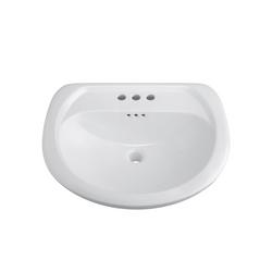 24 in. Oval Vitreous China Pedestal Bathroom Sink in White