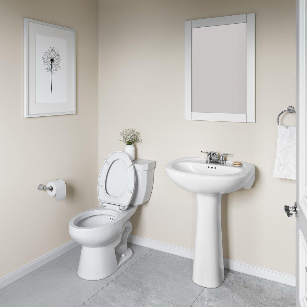 PROFLO® White 24 x 18 in. Pedestal Bathroom Sink with 4 in. Centerset Faucet Holes in Biscuit (Mounting Brackets Included) 