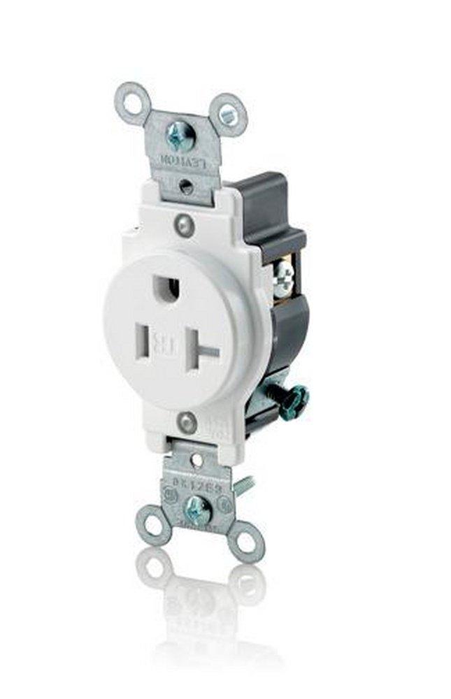 LEVITON White 20A Straight Blade Wiring Device 