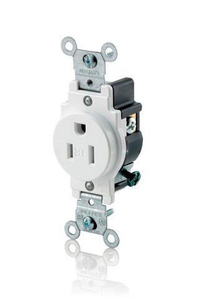 LEVITON White 15A Straight Blade Wiring Device 