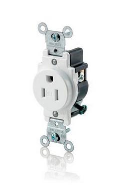 15A 125V Single Receptacle in White