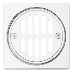 4-1/4 in. Square Shower Drain Cover with Round Strainer in Chrome