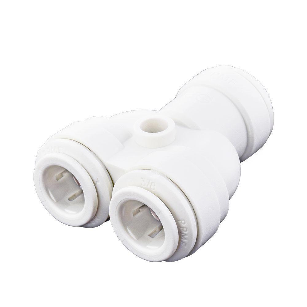 John Guest White OD Tube 2-Way Divider and Straight Polypropylene Bulkhead Union with EPDM O-Ring Seal 