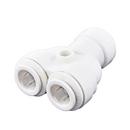 John Guest White OD Tube 2-Way Divider and Straight Polypropylene Bulkhead Union with EPDM O-Ring Seal 