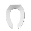 Elongated Open Front Commercial Toilet Seat without Cover in White (with Self-Sustaining Hinge)