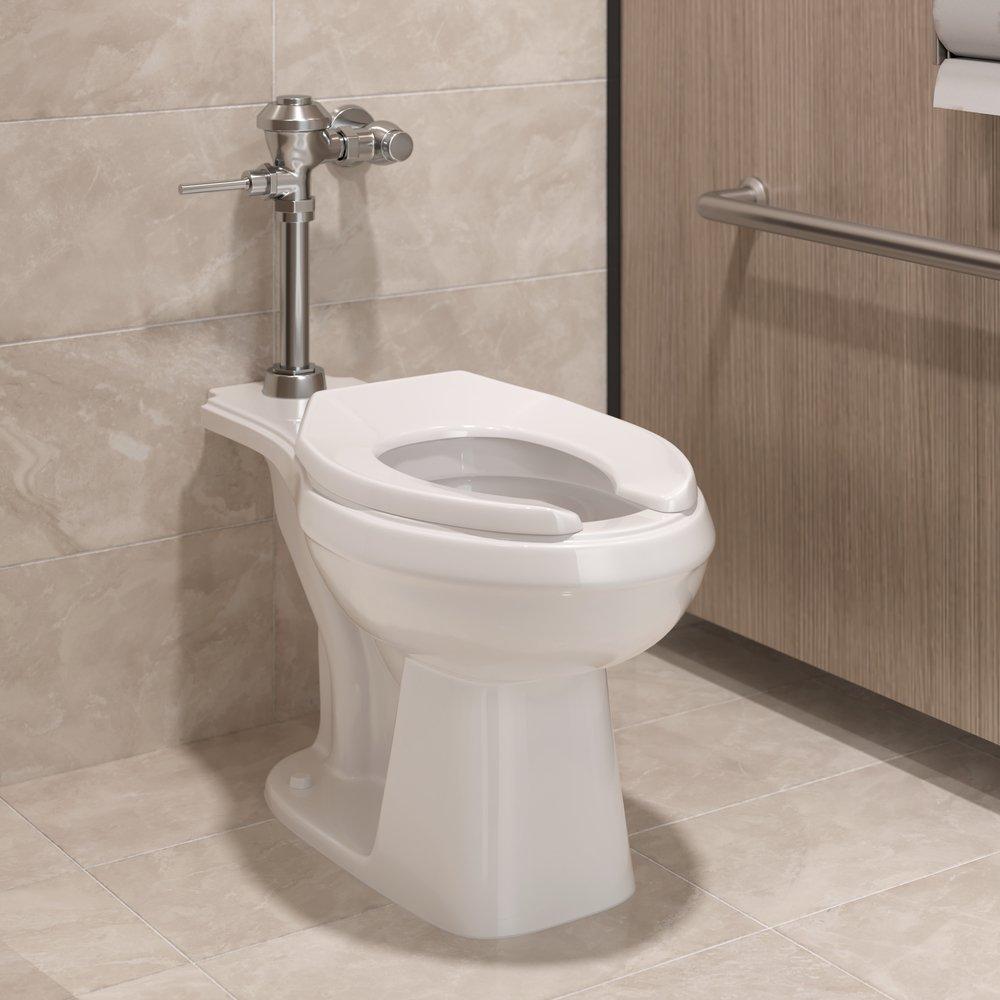 PROFLO® White Elongated Open Front Commercial Toilet Seat without Cover in White (with Self-Sustaining Hinge) 