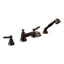 4-Hole Roman Tub Faucet with Hand Shower Double Metal Lever Handle Deckmount in Oil Rubbed Bronze