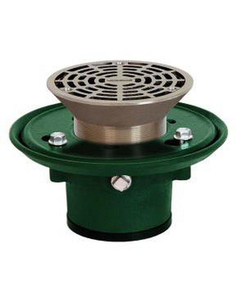 Josam Hub Cast Iron Floor Drain with 6 in. Round Strainer and 1/2 in. Tap Connection 