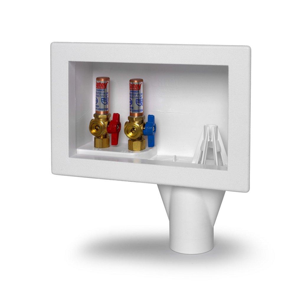 Oatey&reg; White Washing Machine Outlet Box CPVC Brass Valve 
