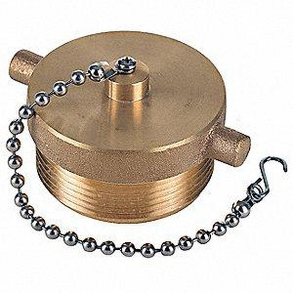 Fire-End & Croker Polished Brass Female NST Cap with Chain in Polished Brass 