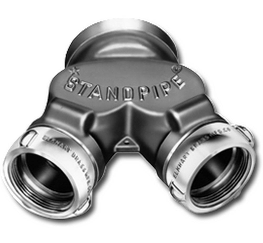 Elkhart Brass Straight Double Clapper siamese Connector in Polished Brass 