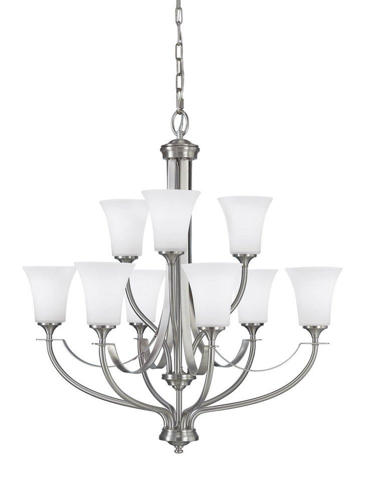 Seagull Lighting Brushed Steel 100 W 9-Light Medium Chandelier 