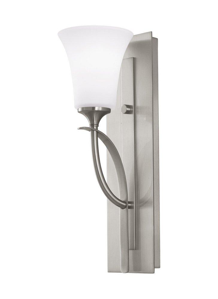 Seagull Lighting Brushed Steel 100W 1-Light Medium E-26 Base Incandescent Vanity Fixture 