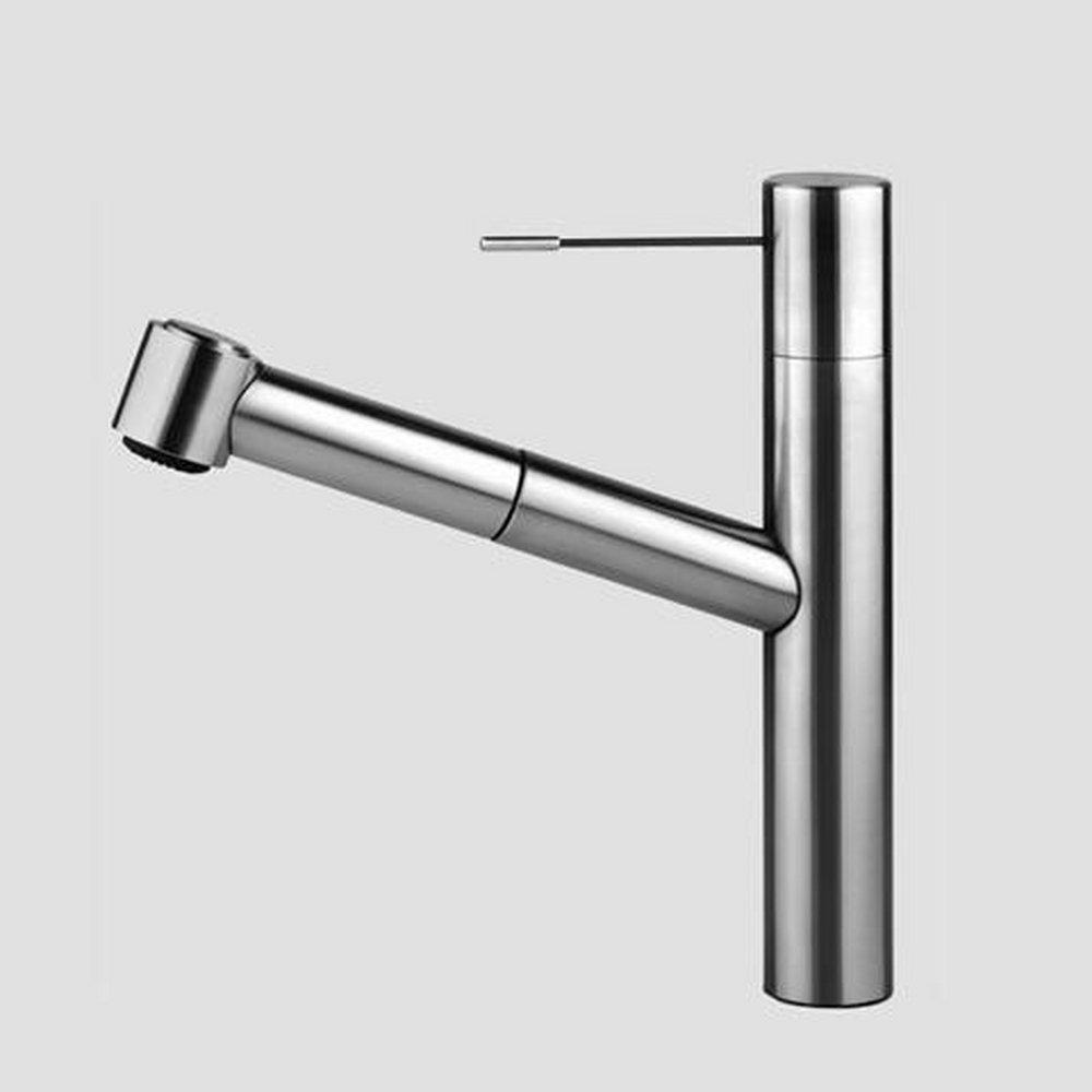 KWC Faucets Stainless Steel 1-Hole Swivel Spout Pull-Out Kitchen Faucet with Spray 