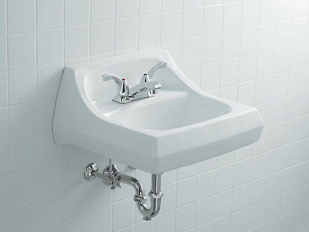 KOHLER White Wall Mount Bathroom Sink with Overflow 