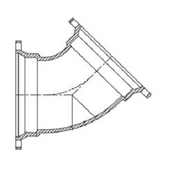 12 in. Union Tight Ductile Iron C153 Short Body 45 Degree Bend