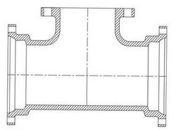 Mechanical Joint x Flanged Ductile Iron C110 Full Body  Reducing Tee (Less Accessories)