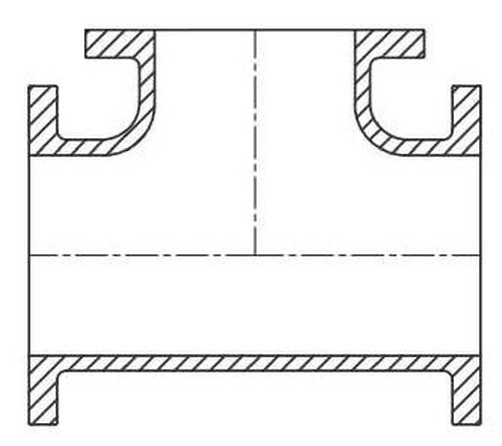 Tyler Union White Flanged 125# Bituminous Tar Ductile Iron C110 Full Body Tee with Double Cement Lined 