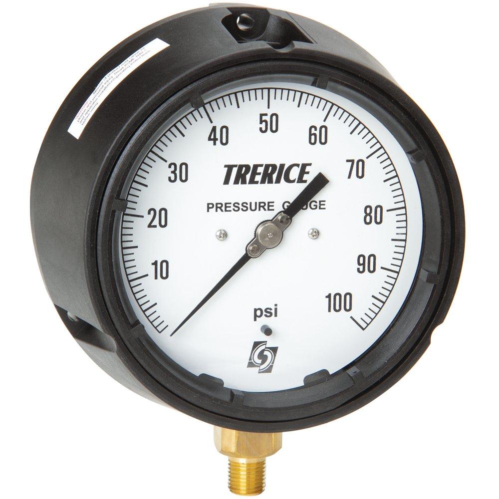 H.O. Trerice Black 4-1/2 x 1/4 in. 450B Pressure Gauge 