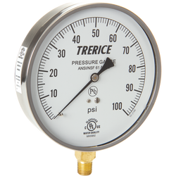 4-1/2 x 1/4 in. 0-100 psi Stainless Steel Lower Mount Bar Gauge