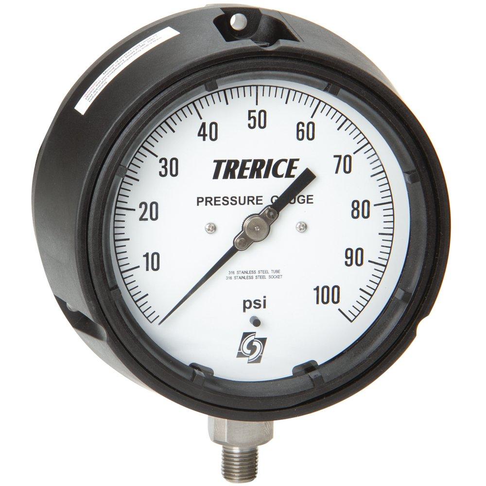 4-1/2" Dial Face Stainless Steel Lower Mount Dry Pressure Gauge 0-300 psi with 1/2" MNPT 
