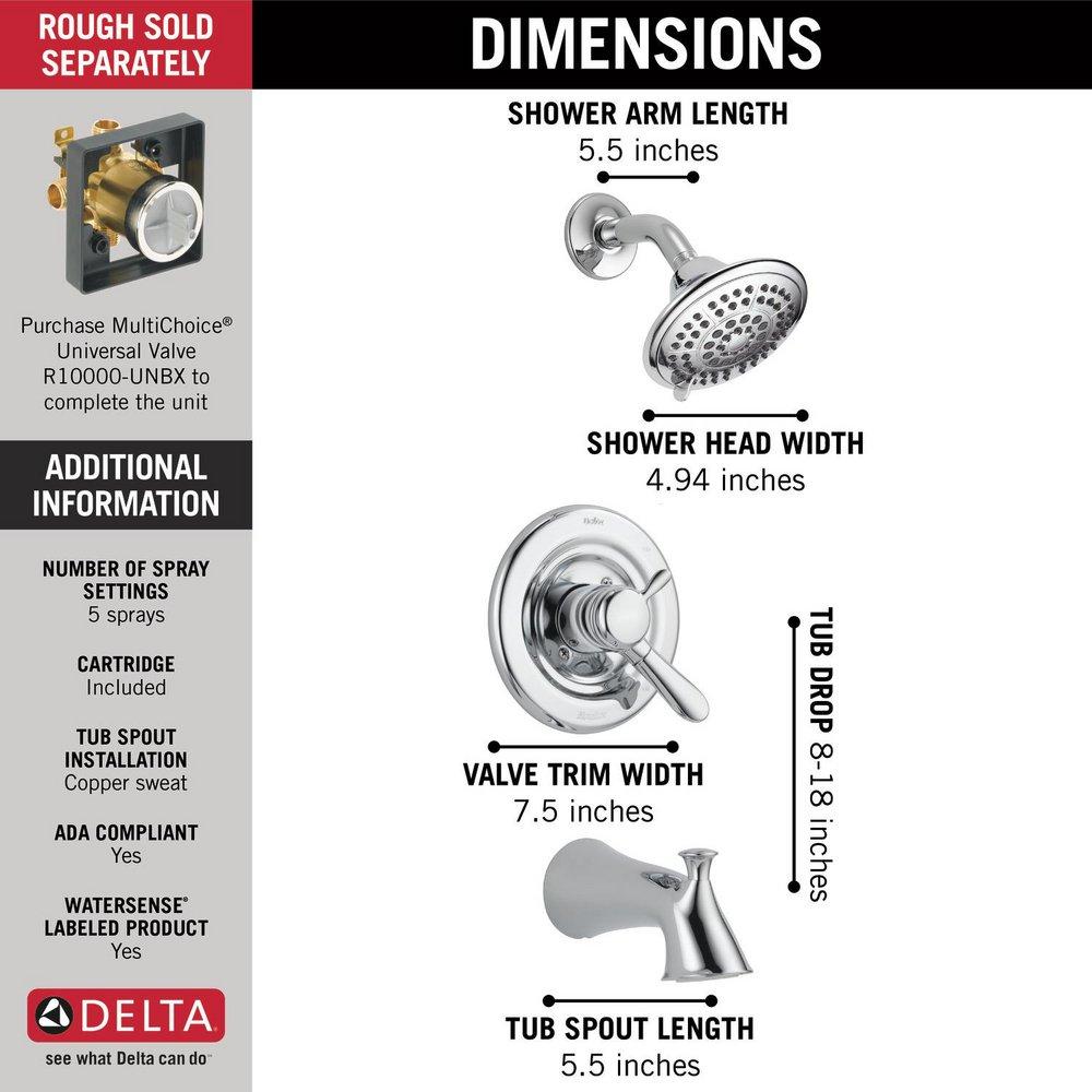 Delta Faucet Chrome Two Handle Multi Function Bathtub & Shower Faucet (Trim Only) 